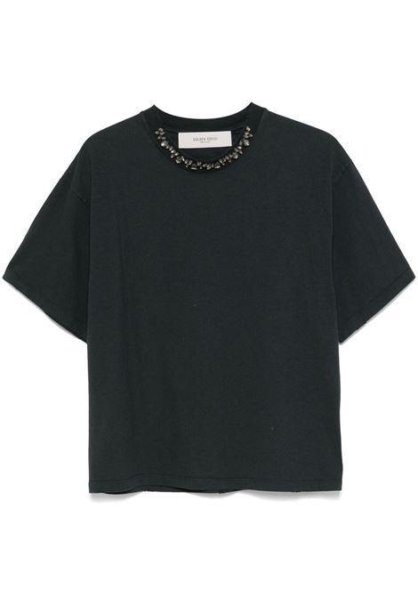 Black crystal-embellished jersey T-shirt Golden goose - women